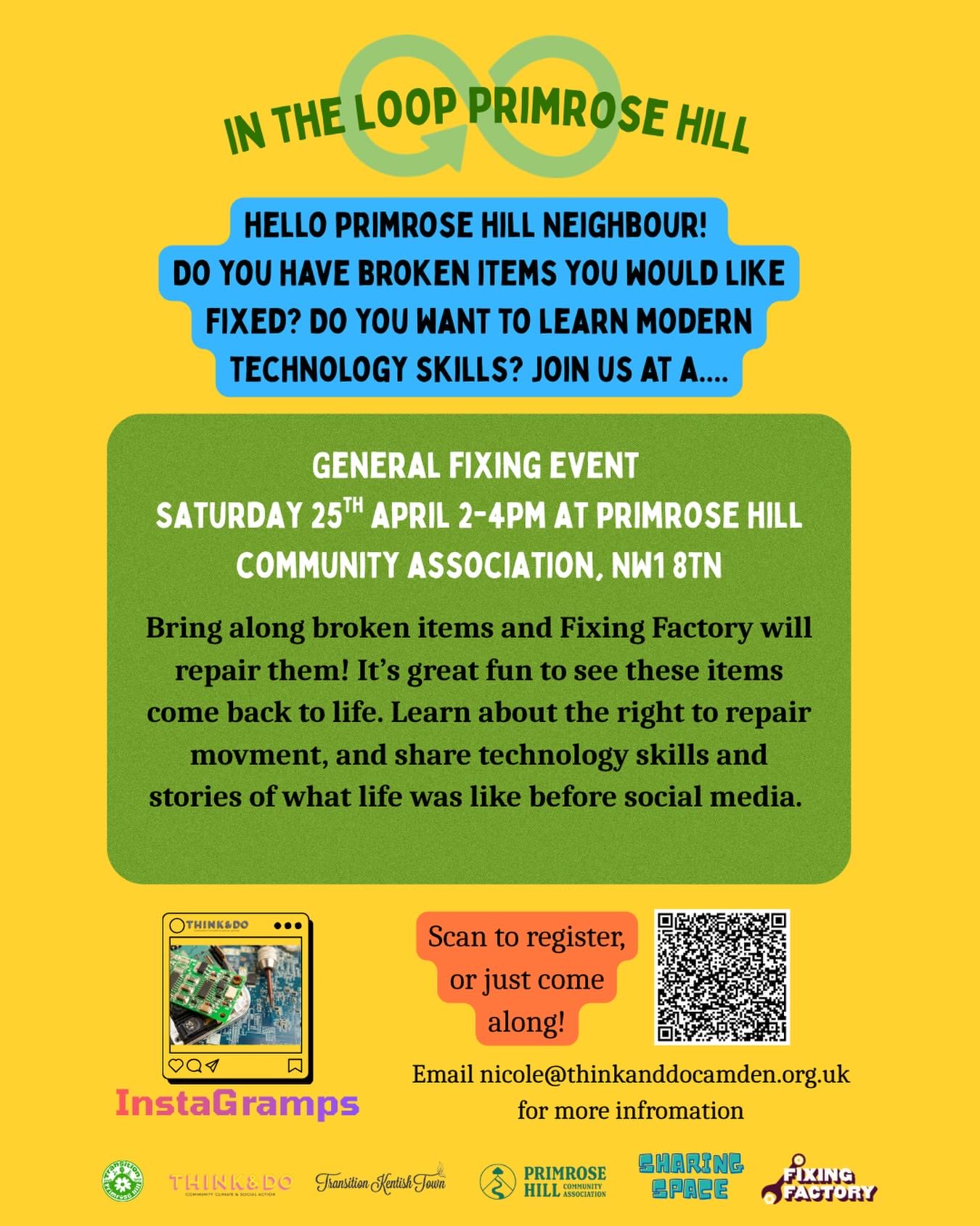 Want to give your broken items a new lease of life?
The less fixing that happens, the more we buy into an unfixable world. Don’t buy it - join us at our upcoming fixing event to share skills and stories, and connect with your community.
Register via the Eventbrite link in our bio or drop in on the day.
🗓️Saturday 25th April
⏰2-4 pm
📍Primrose Hill Community Association
