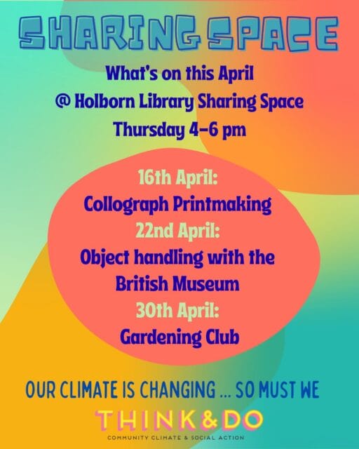 What’s on at Holborn Library Sharing Space this month?
Book on Eventbrite or drop in on the day.