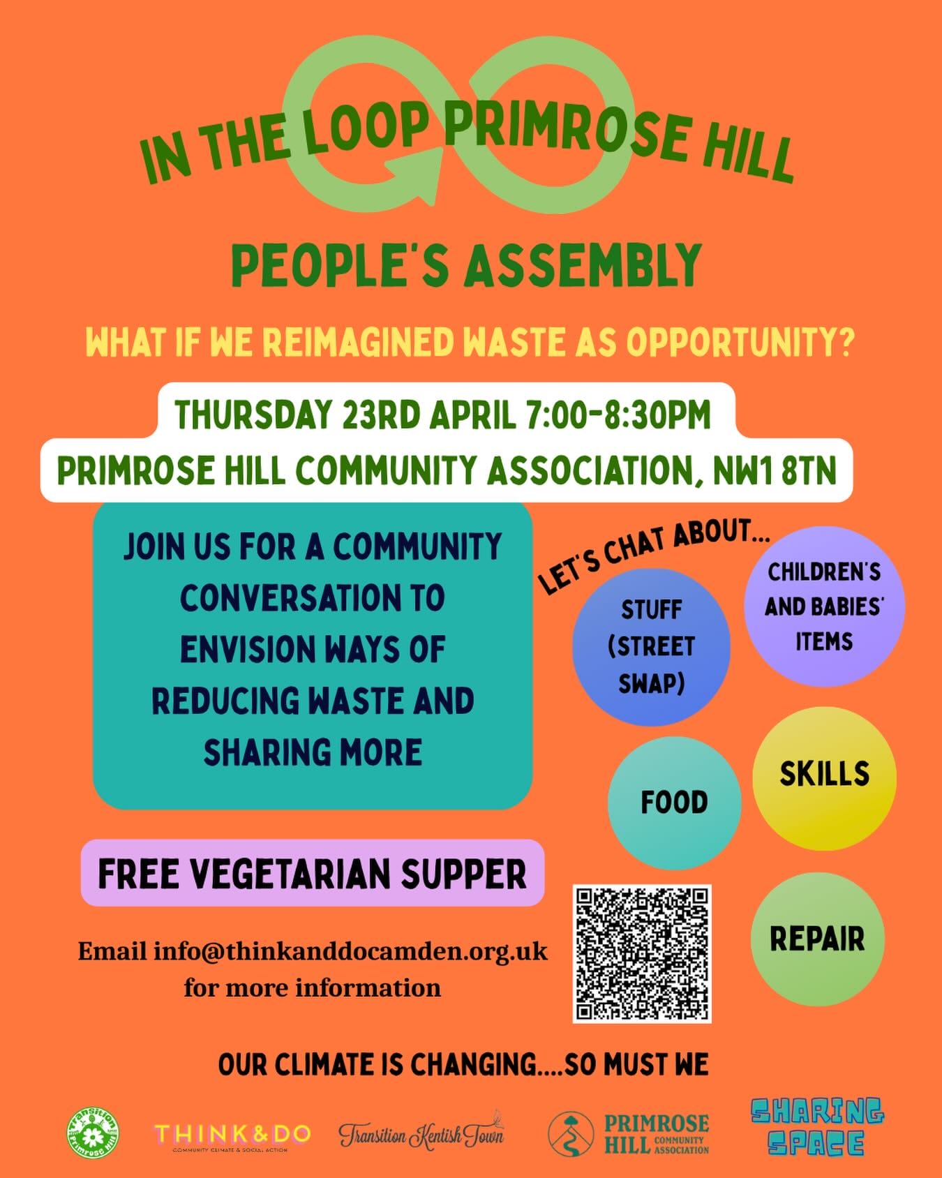 What if we reimagined waste as opportunity?
Join us for a community conversation to come up with ways to reduce waste and share more in our local neighbourhoods.
With free veggie supper!
Follow the Eventbrite link in our bio to sign up or drop in on the day.
🗓️Thursday 23rd April
⏰7-8.30 pm
📍Primrose Hill Community Association