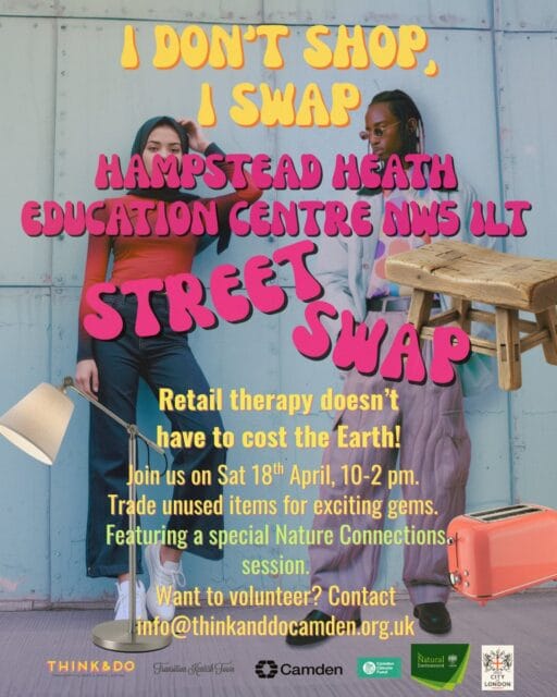 This Saturday we’re holding another Street Swap in partnership with Transition Kentish Town.
Swap things you no longer want for things you need!
🗓️Saturday 18th April
⏰10-2 pm
📍Hampstead Heath Education Centre, NW5 1LT
🌱This will include a special Nature connections session, with a seed and plant swap.
Sign up on Eventbrite via the link in our bio or show up on the day with something to swap.
Swipe for happy swappers from our last Street Swap in Primrose Hill!